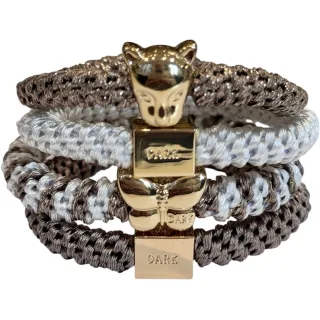 Dark Fat Hair Ties Combo Warm Taupe Mix W/Gold
