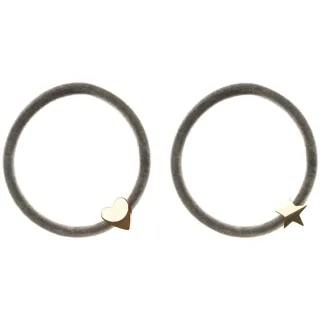 Dark 2 Pk Velvet Hair Tie Grey