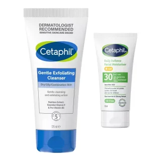 Cetaphil Gentle Cleanse & Protect Set Exfoliator & Moisturiser SPF 30