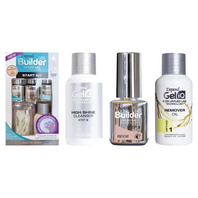 Depend Gel Manicure Starter & Maintenance Set Starter Kit, Builder Beige High Shine Remover