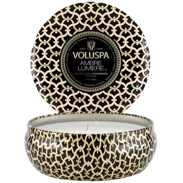 Voluspa 3-Wick Tin Candle Ambre Lumiere