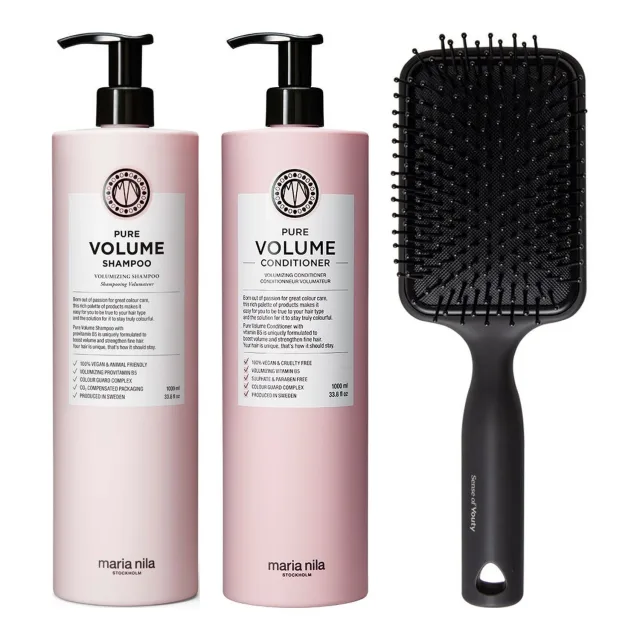 maria nila Volume & Shine Haircare Set Shampoo & Conditioner & Paddle Brush