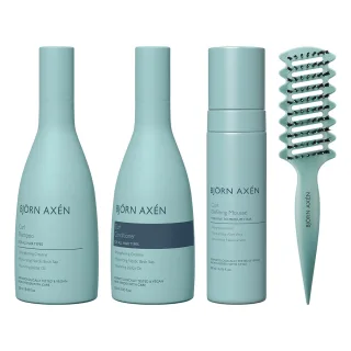 Björn Axén Curl Definition Complete Routine Shampoo Conditioner Mousse & Brush