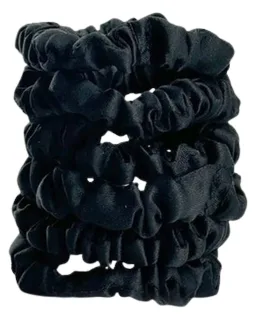 Yuaia Haircare 6-pak Soft Satin Scrunchies Small Black 6 stk.