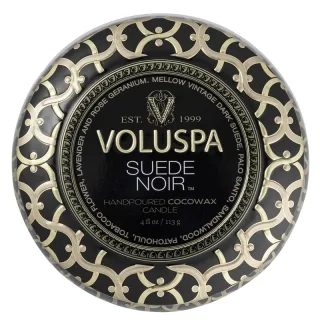 Voluspa Decorative Tin Candle Suede Noir