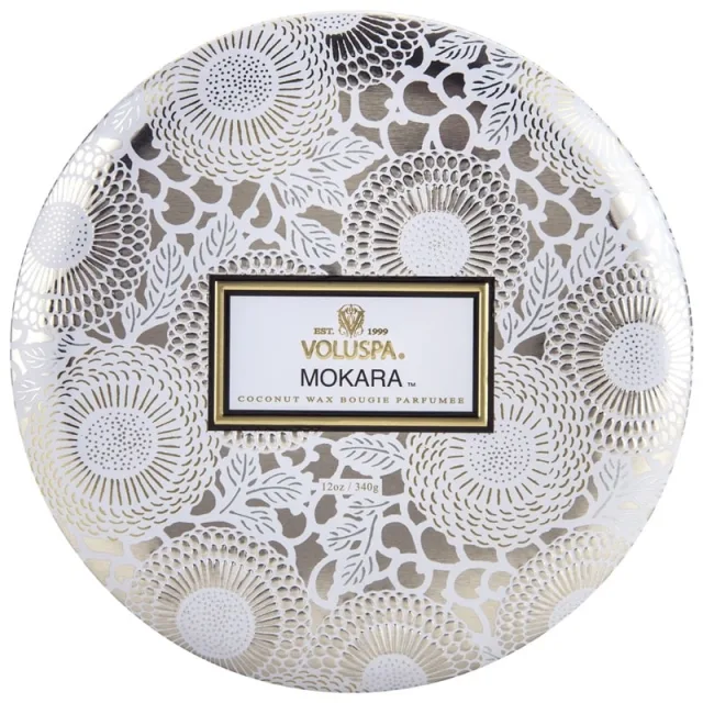 Voluspa 3-Wick Candle Decorative Tin Mokara