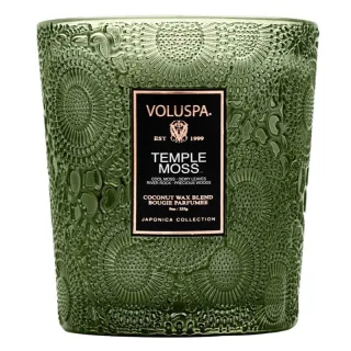 Voluspa Boxed Textured Glass Candle Temple Moss