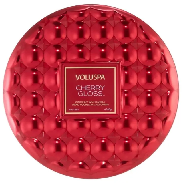 Voluspa 3-Wick Candle Decorative Tin Cherry Gloss
