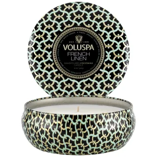 Voluspa French Linen 3-Wick Tin Candle