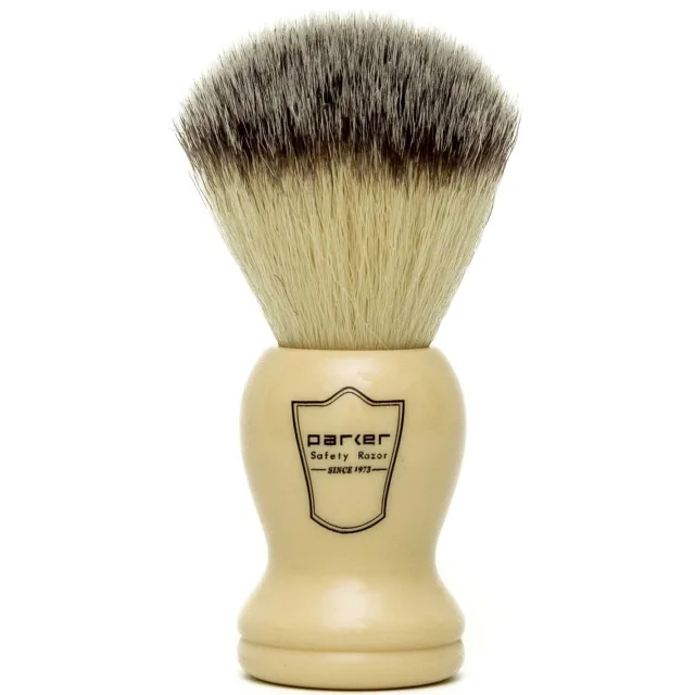 Parker Shaving Ivory Handle Synthetic Bristle Shave Brush
