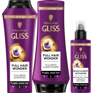 Schwarzkopf Gliss Full Hair Wonder Bundle Shampoo & Conditioner & Serum