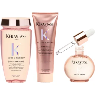 Kérastase Gloss Absolu Bundle Bain Hydra-Glaze Shampoo & Insta Glaze Conditioner & Glaze Drops Hair Oil