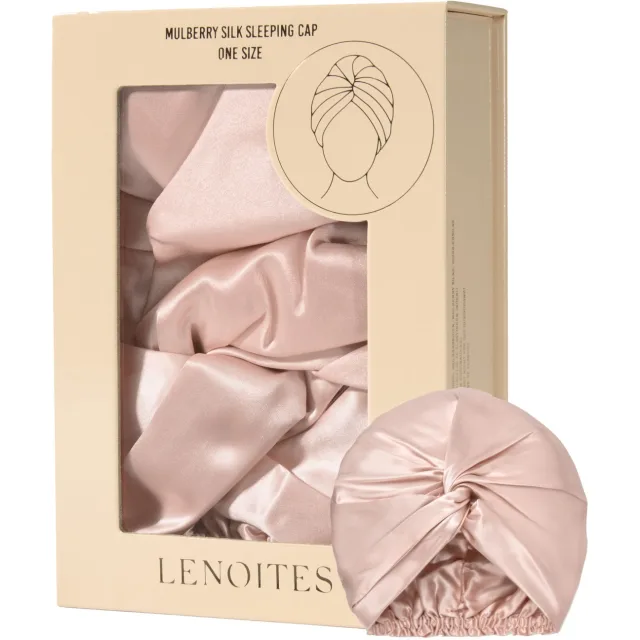 Lenoites Mulberry Silk Sleeping Cap Pink