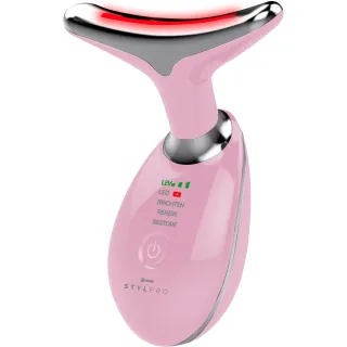 Stylpro Fabulous Firmer LED Light Therapy Neck & Face Smoother Pink