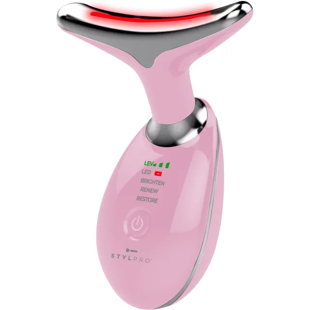 Stylpro Fabulous Firmer LED Light Therapy Neck & Face Smoother Pink