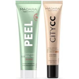 Mádara Bundle Brightening AHA Peel Mask & Anti-Pollution CC cream SPF 15 beige