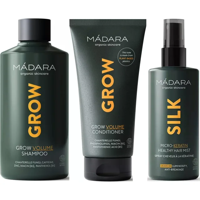 Mádara Grow Volume Bundle Shampoo & Conditioner & SILK Micro-Keratin Hair Mist