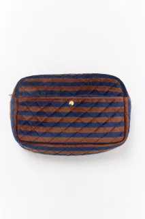 Fan Palm Beauty Bag Large Blues & Stripe Large