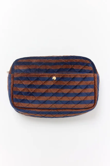 Fan Palm Beauty Bag Large Blues & Stripe Large