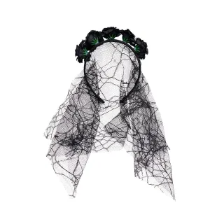 Kicks Beauty Flower Veil Headband Black