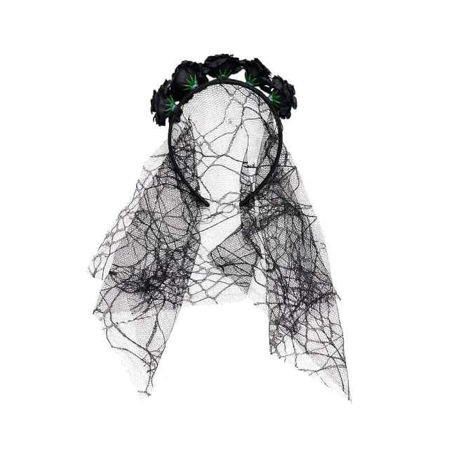 Kicks Beauty Flower Veil Headband Black