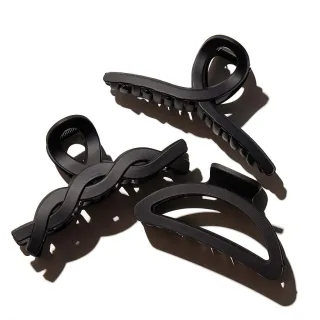 Hairlust Medium Elegant Claw Hair Clips Black