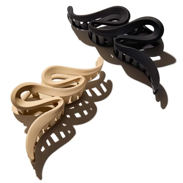 Hairlust Large Claw Hair Clips Wave Black/Beige