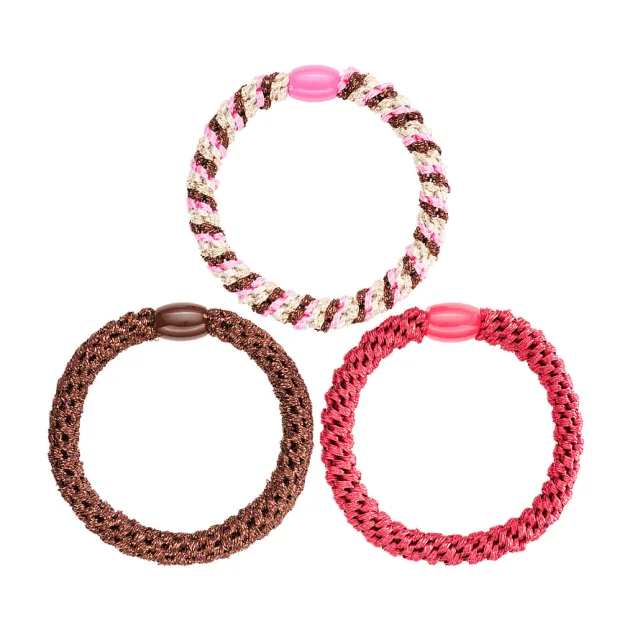 Kicks Beauty Woven Hairtie Brown Mix 3-P Brown Mix