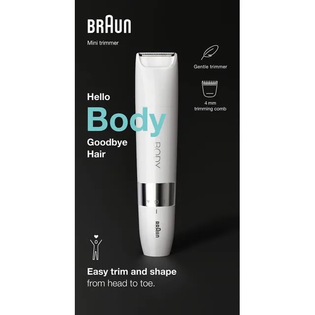 Braun Body BS1000 Mini Trimmer Elektrisk hårborttagning Vit