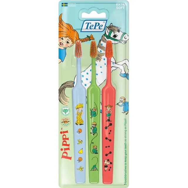 TePe Kids Pippi Extra Soft Tandborste 3-pack