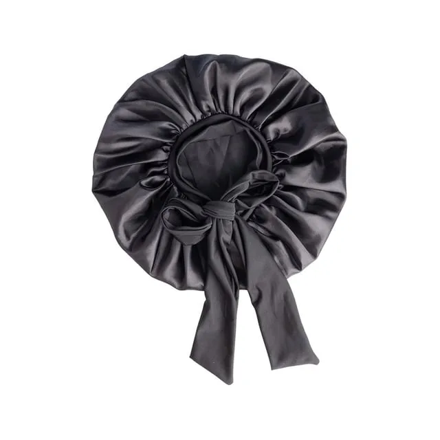 Cailap Hårmössa Bonnet i Satin Svart