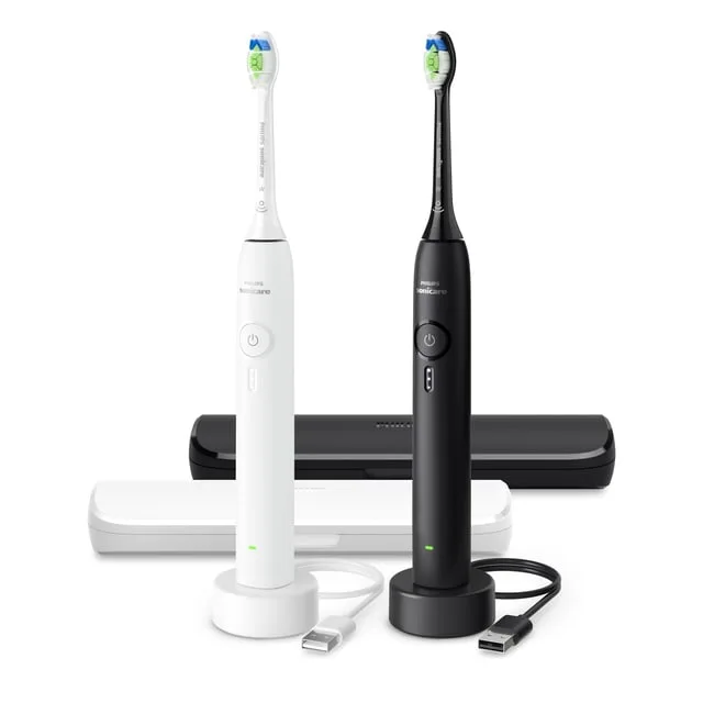 Philips Sonicare 3100 Series eltandborste 2-pack, Svart & Vit
