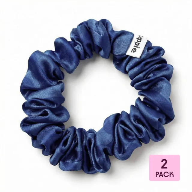 Poppie Scrunchie 100% Mulberry Silk Blue M