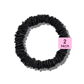 Poppie Scrunchie 100% Mulberry Silk Black 2-pack