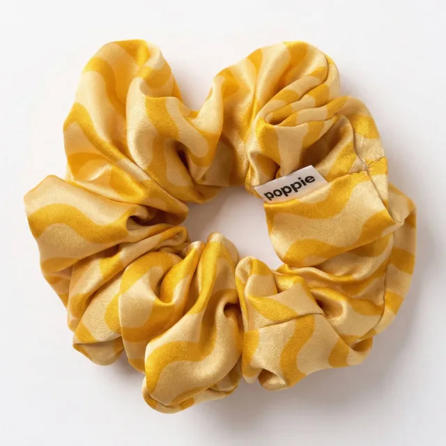 Poppie Scrunchie 100% Mulberry Silk Yellow L
