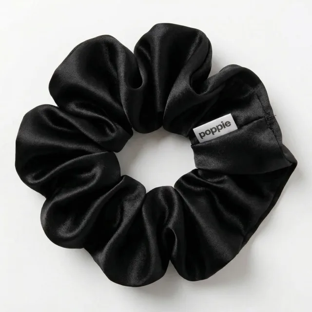 Poppie Scrunchie 100% Mulberry Silk Black