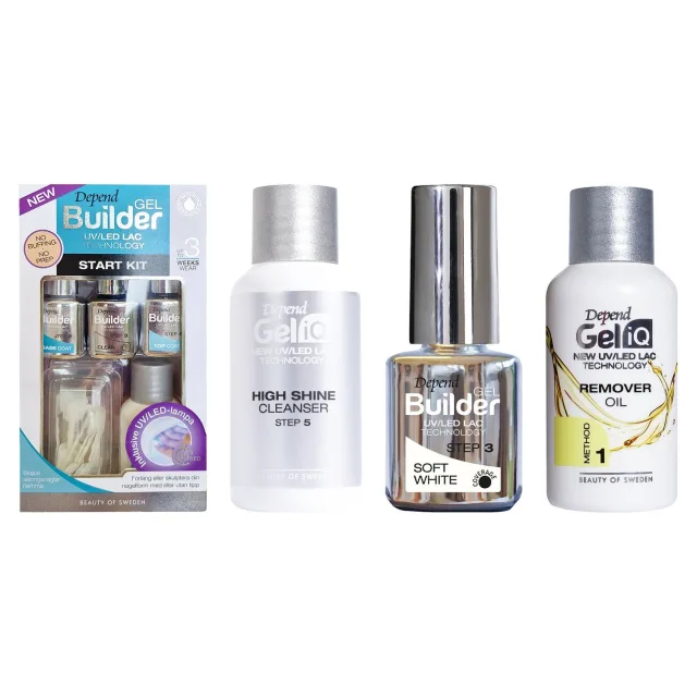 Depend Gel Manicure Essentials Set Starter Kit, Builder Soft White High Shine Remover