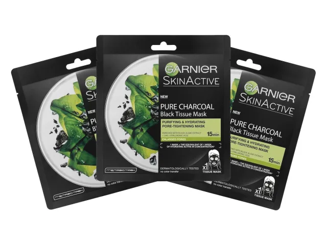 Garnier Black Tissue Mask Pure Charcoal Sheet Mask 3-pk