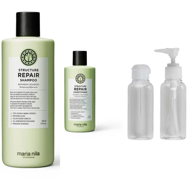 maria nila Structure Repair Routine To-Go Set Shampoo Conditioner & Travel Bottle