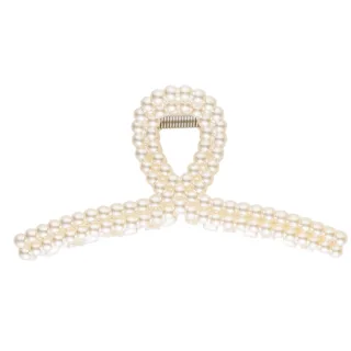 Dark Vintage Pearl Hair Claw Looped White Pearl