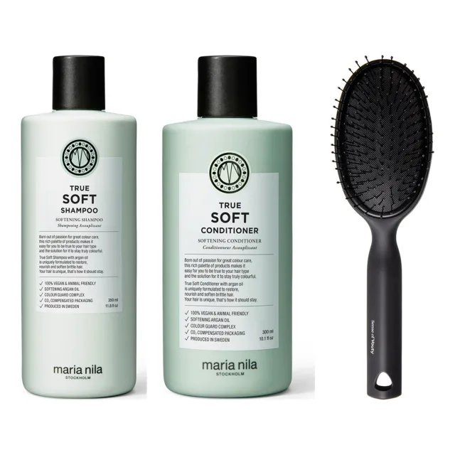 maria nila Silky Hair Essentials Set Shampoo & Conditioner & Detangling Brush