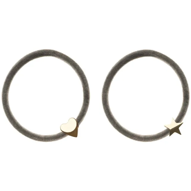 Dark 2 Pk Velvet Hair Tie Grey