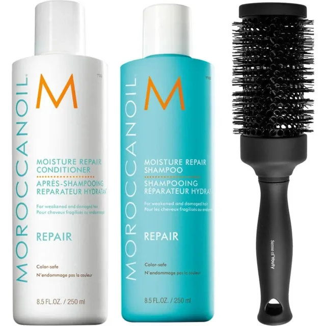 Moroccanoil Moisture Repair Set Shampoo Conditioner & Blowout Brush