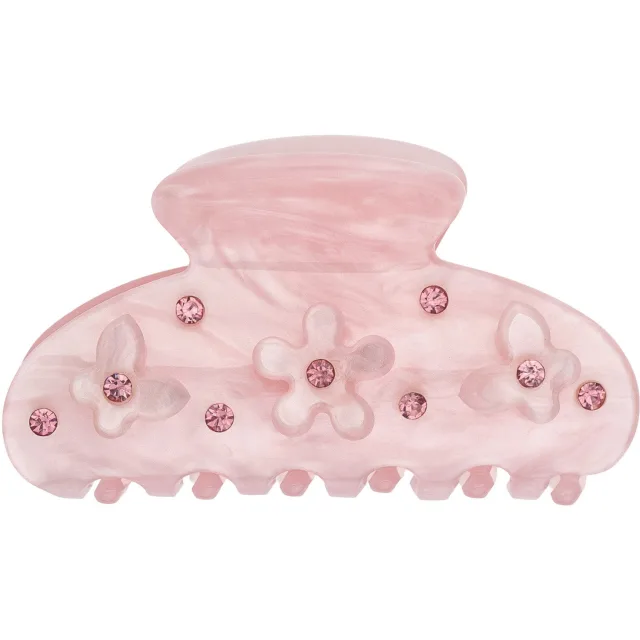 Dark Flower & Butterfly Hair Claw Small Pale Rose W/Pale Rose