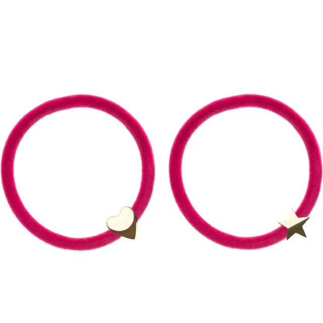 Dark 2 Pk Velvet Hair Tie Pink