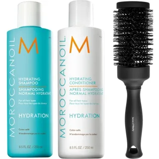 Moroccanoil Hydrating Set Shampoo Conditioner & Blowout Brush