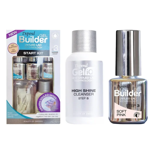 Depend Gel Nail Foundation Kit Starter Kit, High Shine Cleanser & Builder Gel
