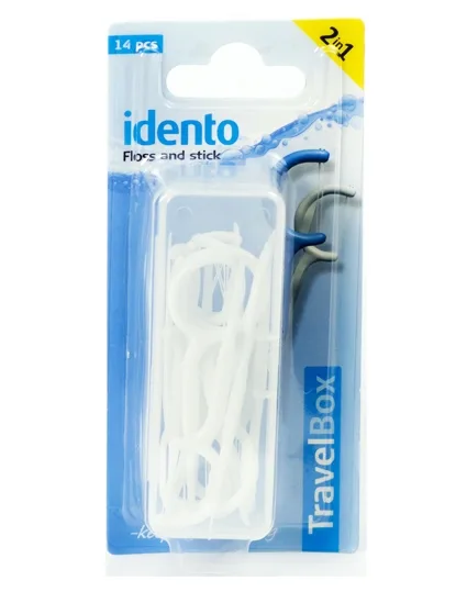 Idento Floss and Stick, TravelBox (hvid) (U) 14 stk. · 14 st