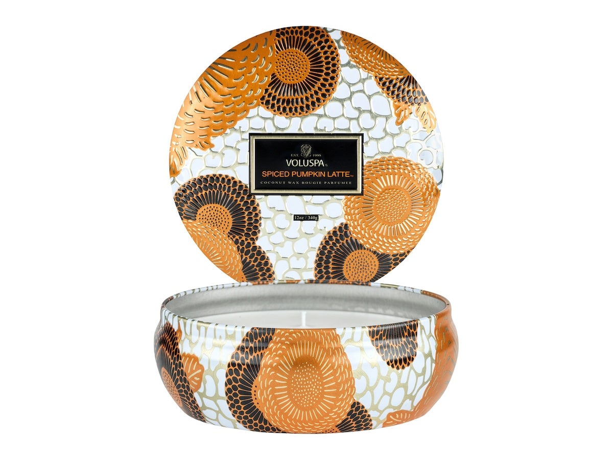 Voluspa Spiced Pumpkin Latte  3-Wick Decorative Tin Candle - 340 g