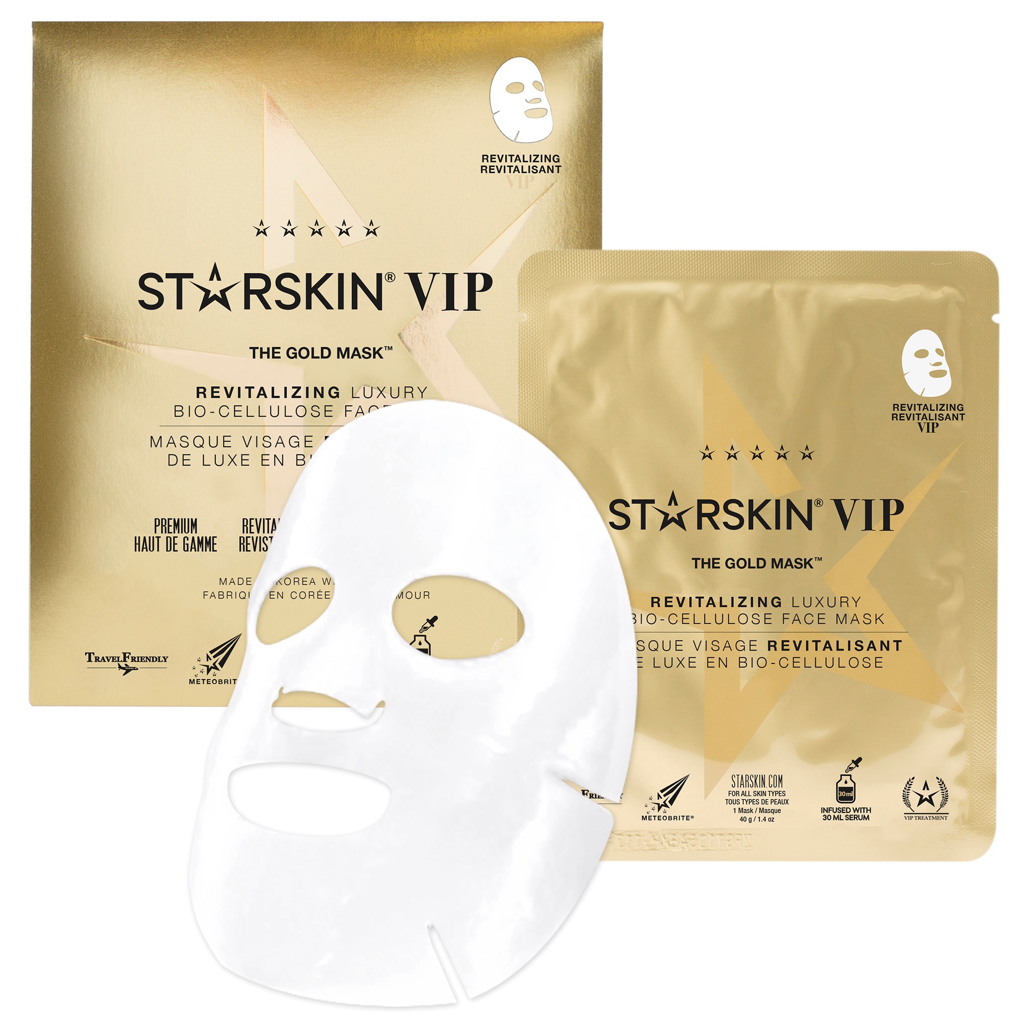 Starskin The Gold Mask Revitalizing Luxury Bio-Cellulose Face Mask - 40 g